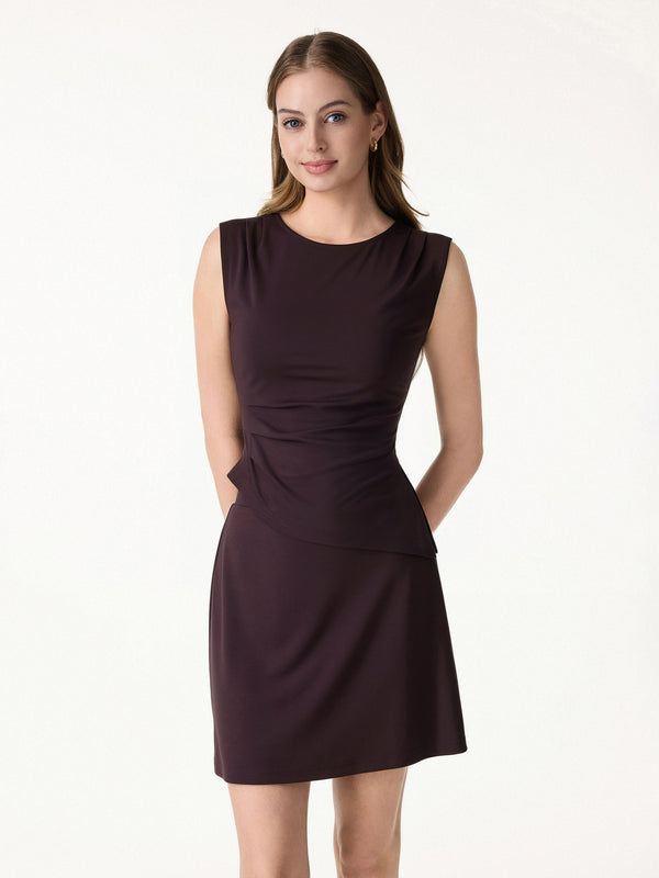 2Pcs Set Tucked Asymmetrical Hem Top & A-Line Pull-On Skirt
