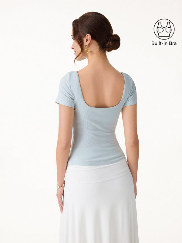 OGLmove Ribbed Open Back Summer Bra Top