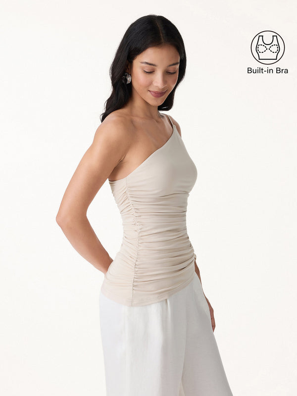 OGLmove SkinKiss Ruched One Shoulder Asymmetrical Bra Top