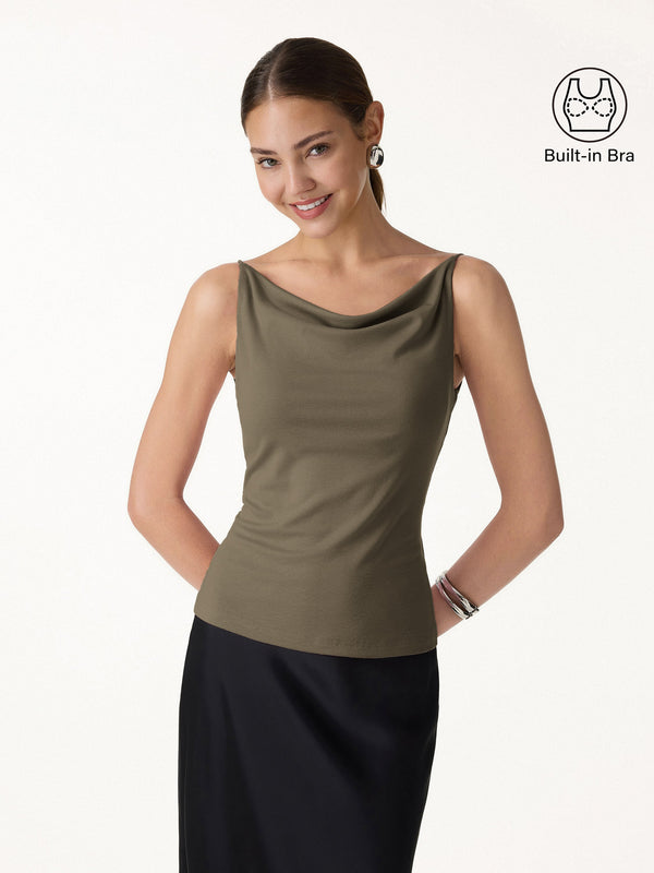 OGLmove Stretch Linen Cowl Neck Bra Tank