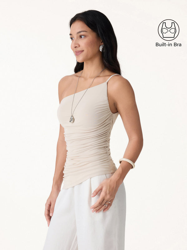 OGLmove Ruched One Shoulder Asymmetrical Bra Top