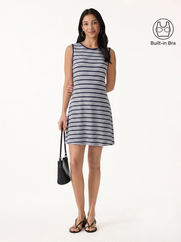 OGLmove Striped Easy Mini Bra Dress Navy/White Stripe XS