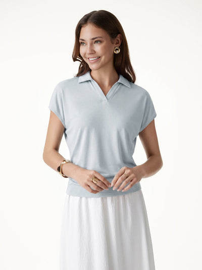 Ärmelloses Poloshirt aus gewaschenem Modal