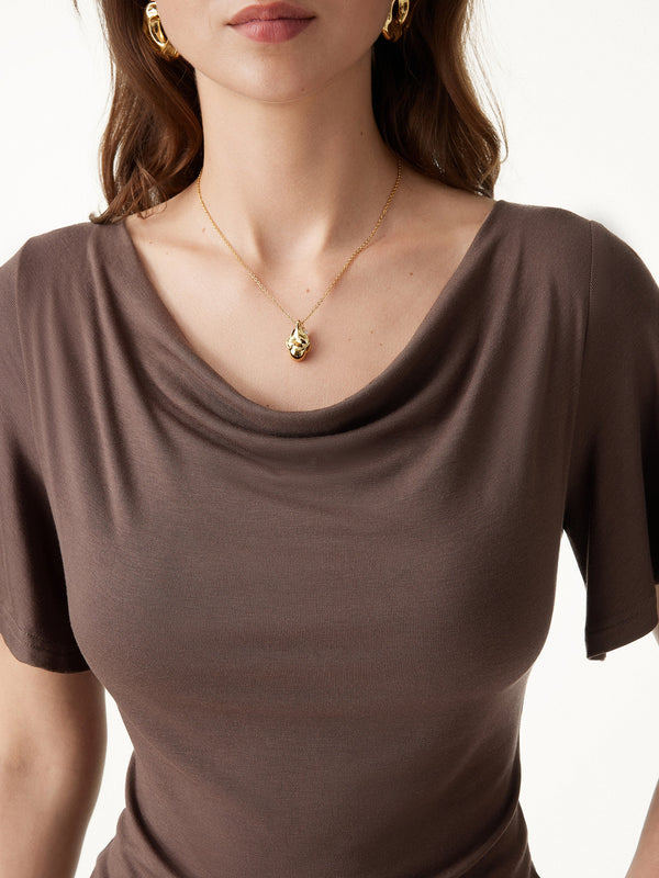 OGLmove Cowl Neck Flutter Sleeve Bra Top