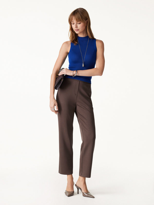 OGLmove Modal Spacer Knit High-Rise Ankled Tapered Pants with Pockets Regular Deepest Mauve