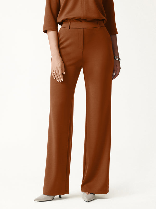 TravelEase Lyocell-Spacer-Hose mit hohem Bund, weitem Bein und Taschen