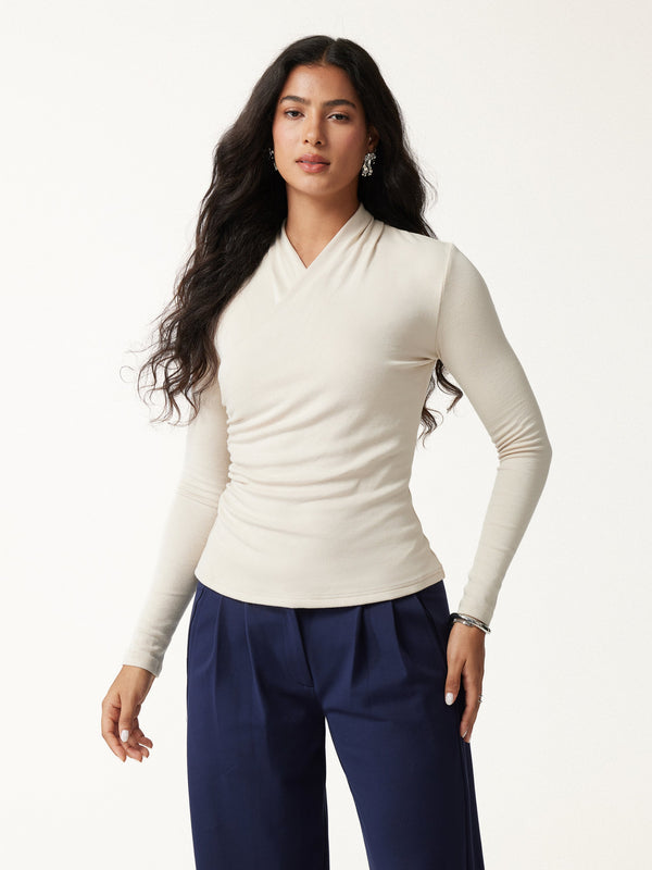 OGLmove Eco-Mousse® Long Sleeve Ruched Top Misty Mist XXS