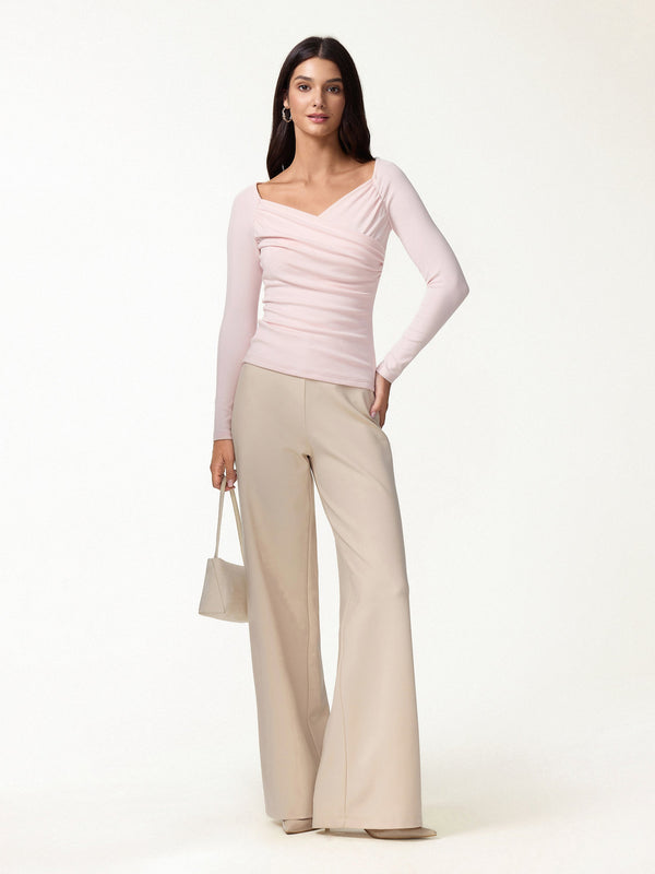 OGLmove Light Warm Surplice Ruched Long Sleeve Top