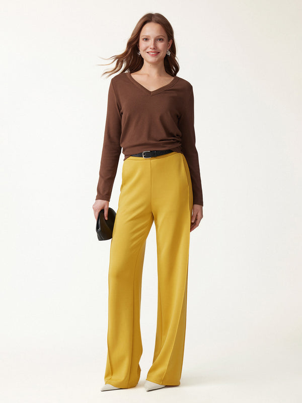 OGLmove V-Neck Long Sleeve Banded Hem Top