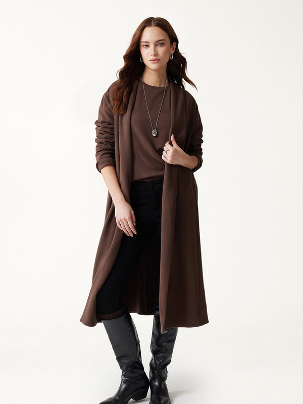 OGLmove MaxWarm Shawl Collar Long Sleeve Midi Cardigan with Pockets