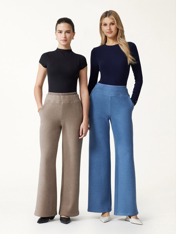 OGLmove Double Waistband Straight Leg Pants with Pockets