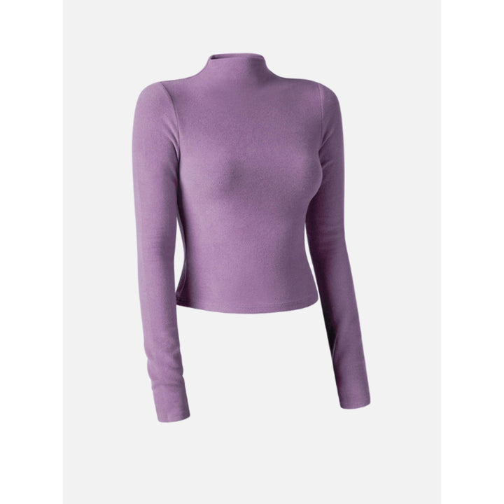 Thermal Brushed Mock Neck Crop Top Lilac 2XL