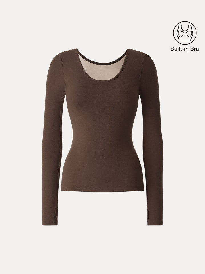 Lyocell Cashmere Scoop Neck Thumbhole Brami Umber Wood XS