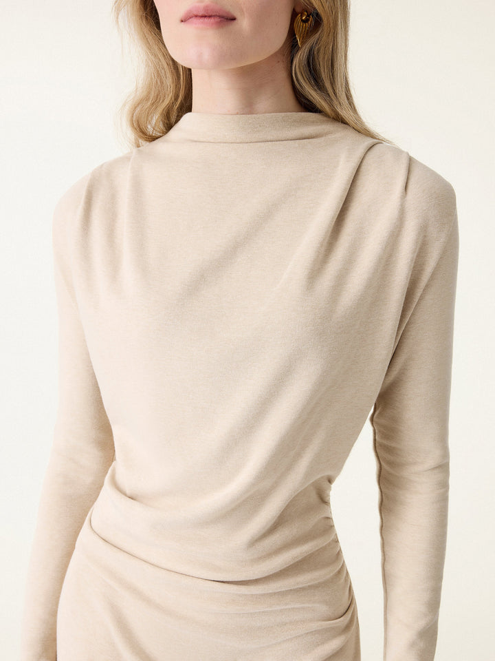 ProWarm Ruched Mockneck Fit-and-Flare Midi Dress