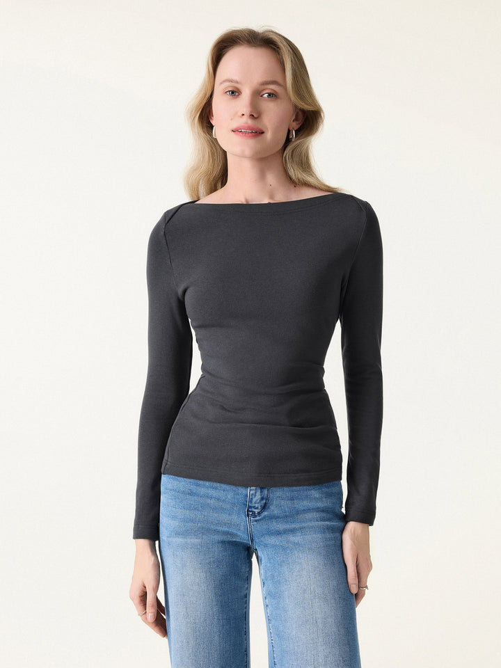 ProWarm Boatneck Long Sleeve Top Blue Charcoal XS