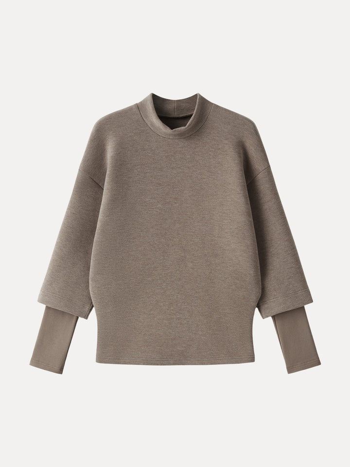 FuzzLuxe Mockneck Sleeve-Warmer Top