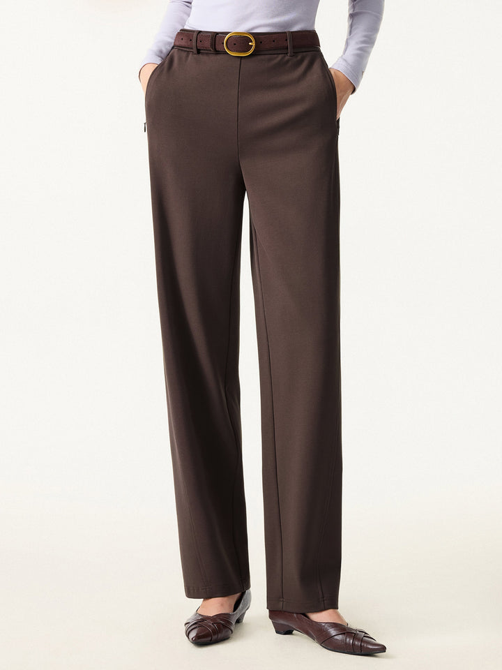 Mid Rise Barrel Leg Pull-on Pants with Pockets
