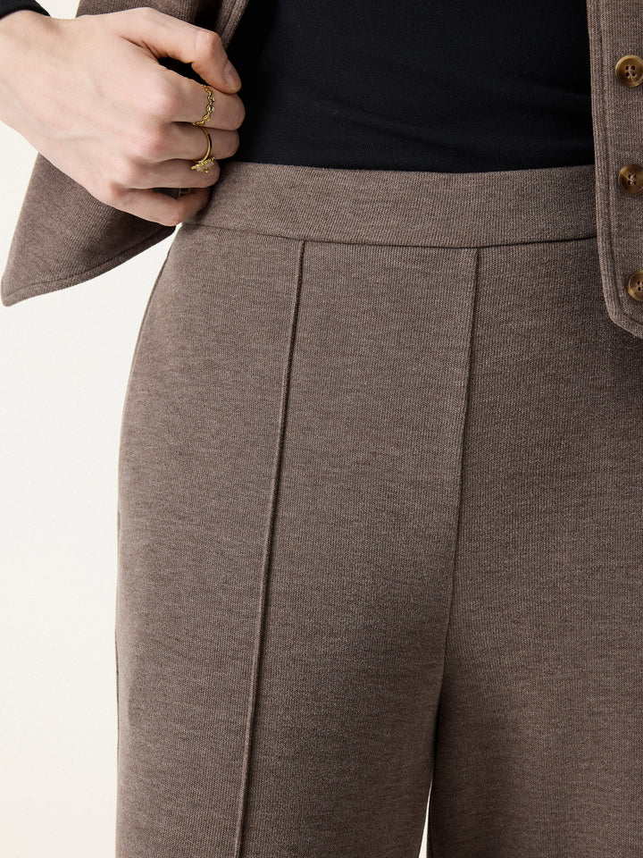 Brushed Warm High Rise Pintuck Straight Leg Pull-on Pants