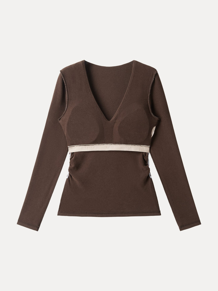 V-Neck Ruched Sides Brami Top