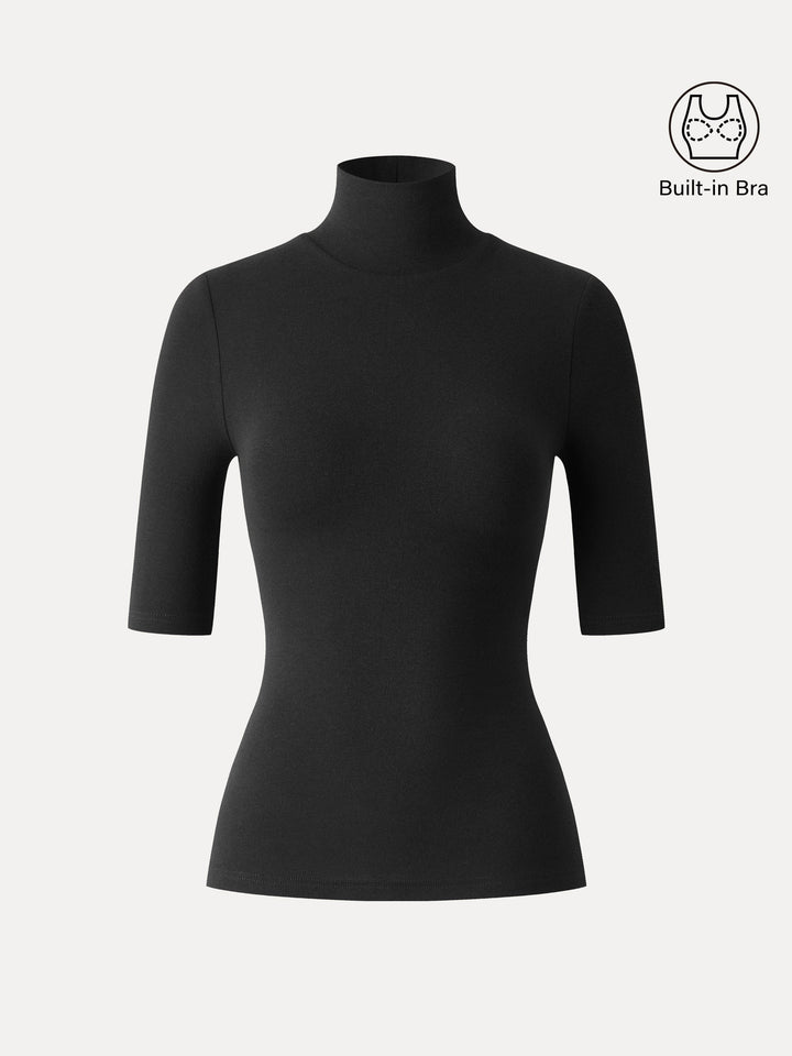 Essential Turtleneck Elbow Length Sleeve Brami Black XS