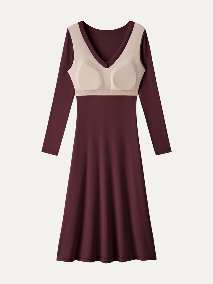Everyday V-neck Long Sleeve Midi Brami Dress
