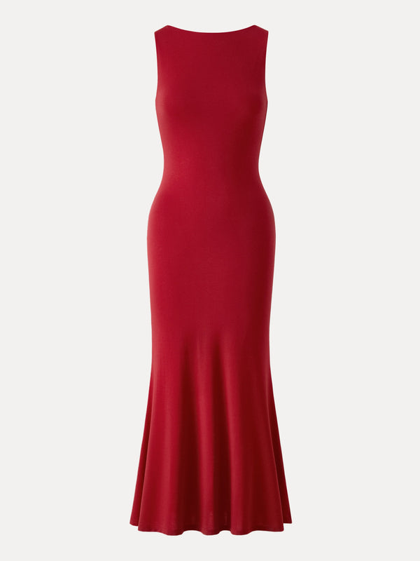 Effortless Boatneck Mermaid Maxi Dress