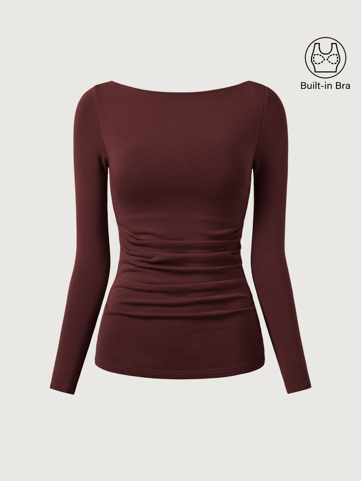 Boatneck Tucks Brami Top Ruby XS
