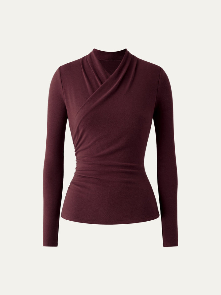 Surplice Long Sleeve Top Ruby XS