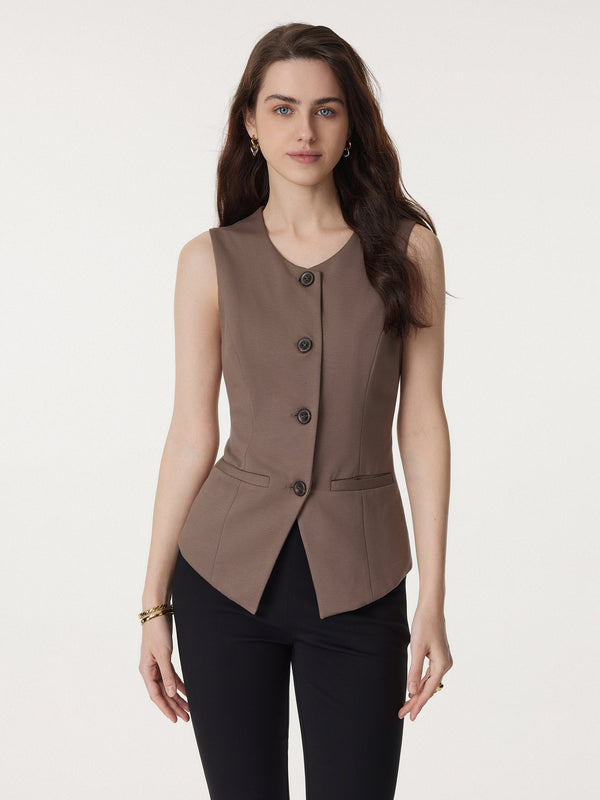 OGLmove 2Pcs Set Waistcoat with Pockets & Wide Leg Pant with Pockets