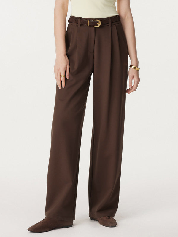 OGLmove 2Pcs Set Boatneck Relaxed Top & Wide Leg Pant with Pockets