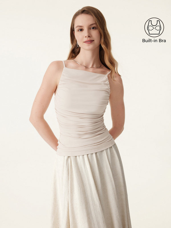 Boatneck Ruched New Airy Brami Tank Fog XS