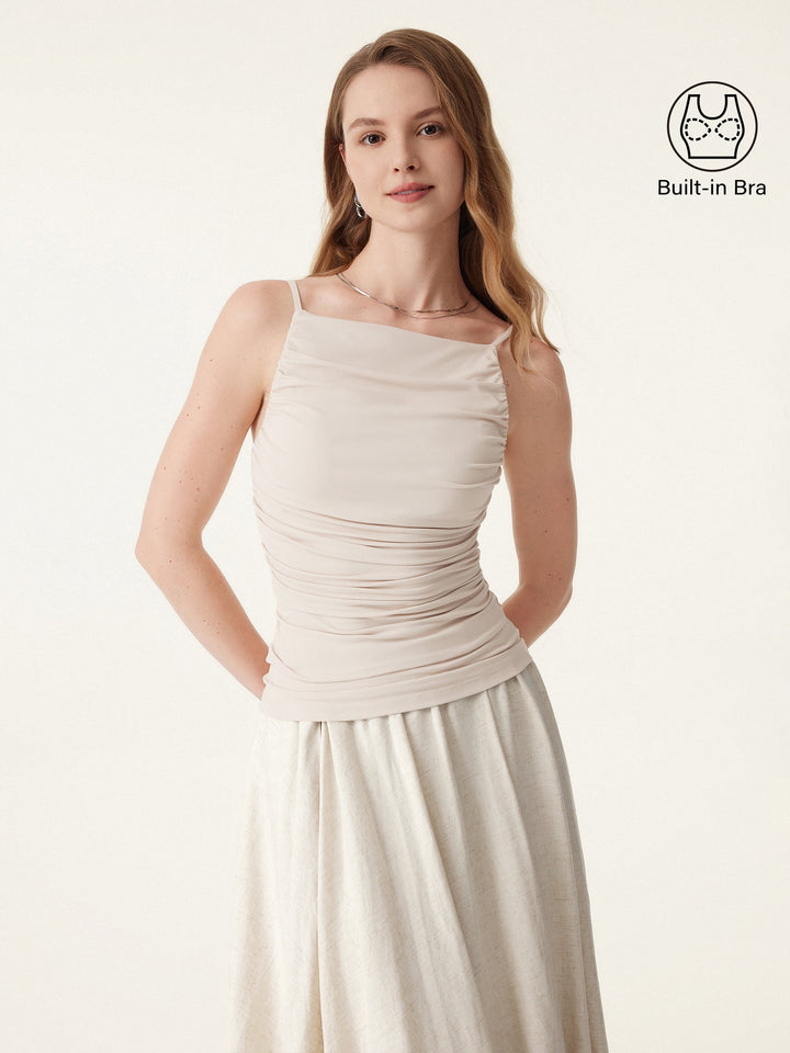 Boatneck Ruched New Airy Brami Tank Fog XS