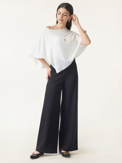 Tummy-Smooth Wide Leg Pull-on Pants with Pockets