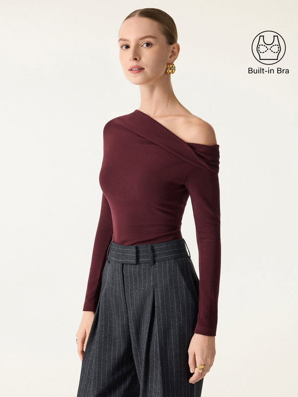 OGLmove Eco-Mousse® Convertible Neck Long Sleeve Bra Top Ruby XXS