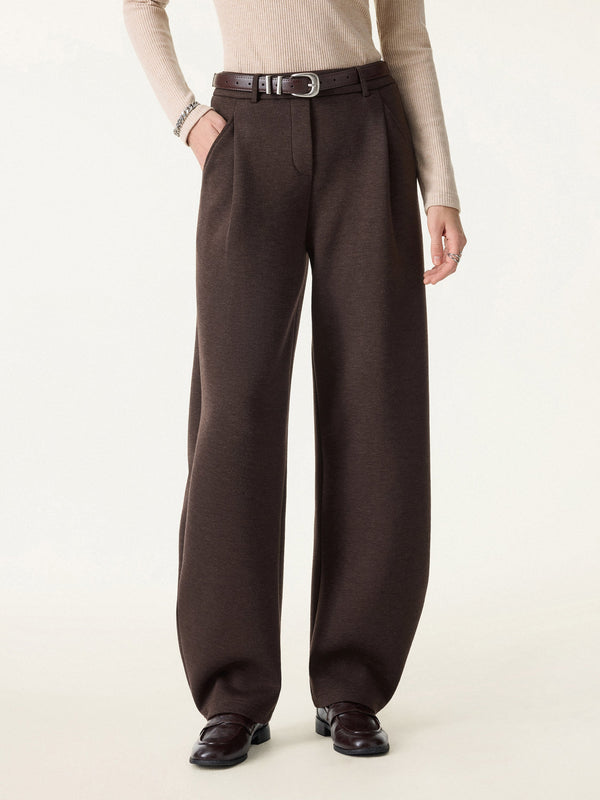 OGLmove Cozy Knit Mid Rise Barrel Leg Pull-on Pants Regular Wood Brown