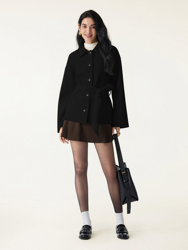 FuzzLuxe Belted Button Front Jacket