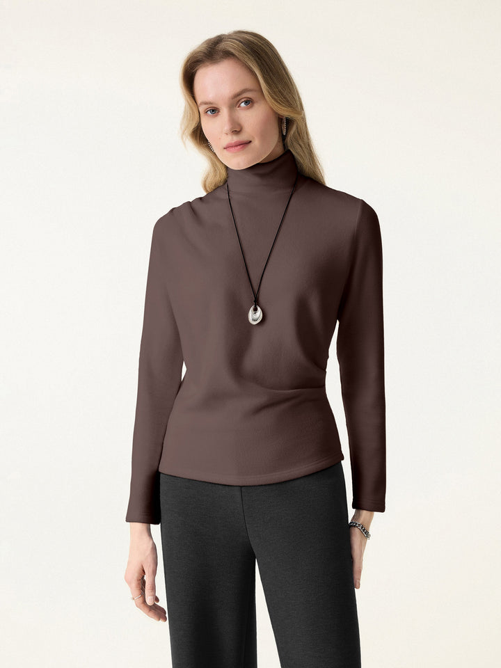 MaxWarm Mockneck Tucked Waist Long Sleeve Top Acajou XS