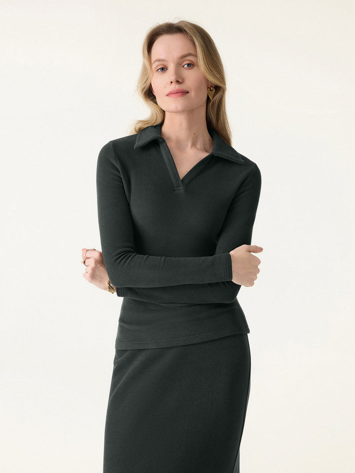 MaxWarm Polo Neck Long Sleeve Top Green Forest XS