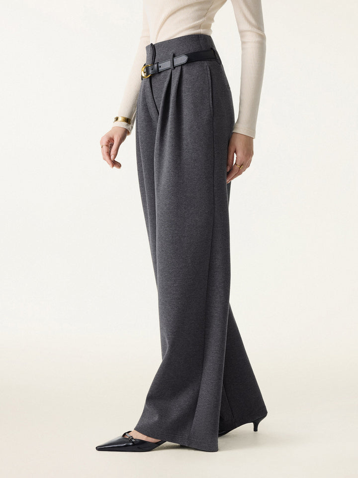 Cozy Warm High Rise Wide Leg Trousers with Pockets
