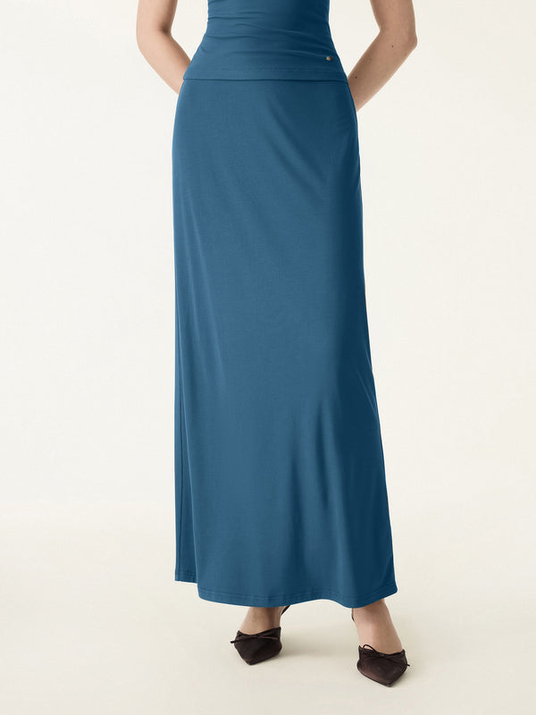 SkinKiss Ultra-Soft H-Line Maxi Skirt Dark Marine XS