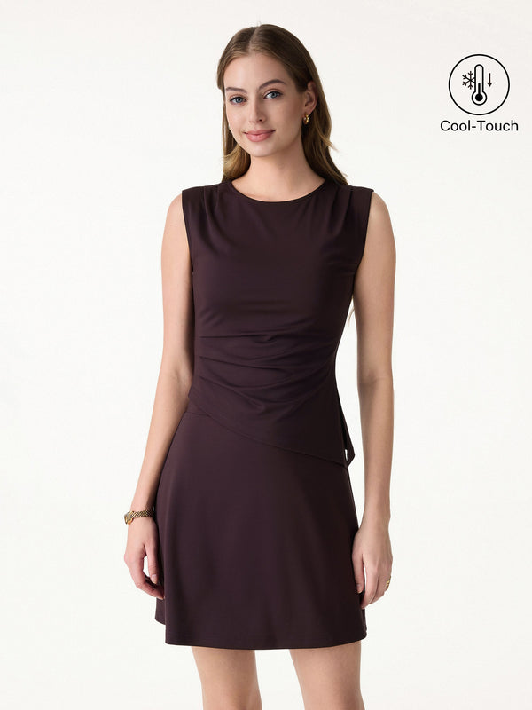 OGLmove Effortless Wide Shoulder Tucked Asymmetrical Hem Sleeveless Top Purple Gloam XS