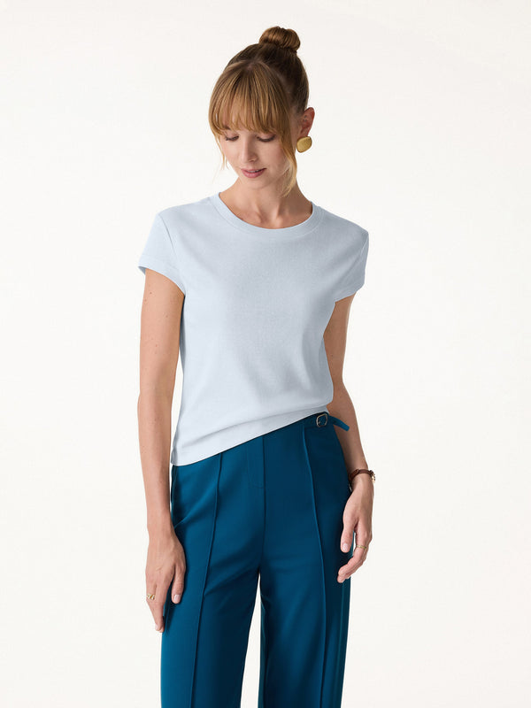 OGLmove Cotton-Linen Blend Cooling Essential Summer Tee Sea Glass Blue XS