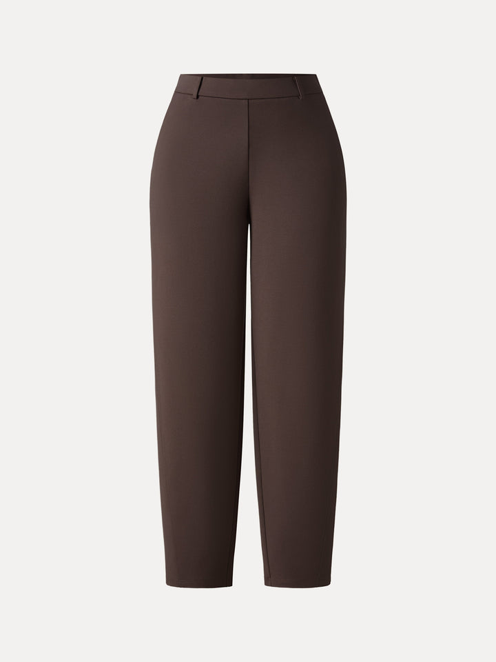 Mid Rise Barrel Leg Pull-on Pants with Pockets Petite Wood