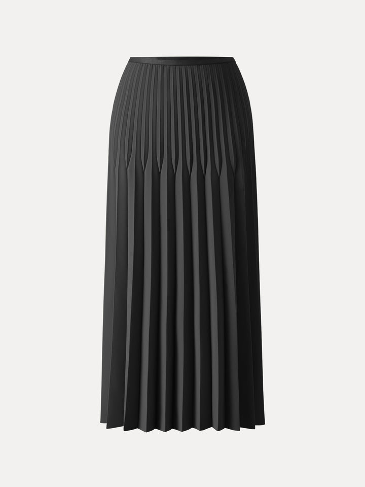 Twirl Pleated A-line Midi Skirt Black XS