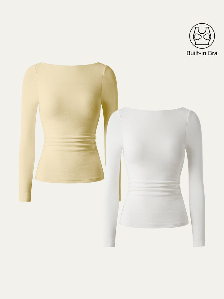 Open-Back Brami Top White/Butter Yellow XS