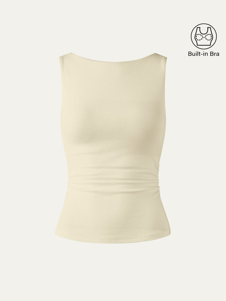 Elastic Open Back Brami Tank Butter Cream XS