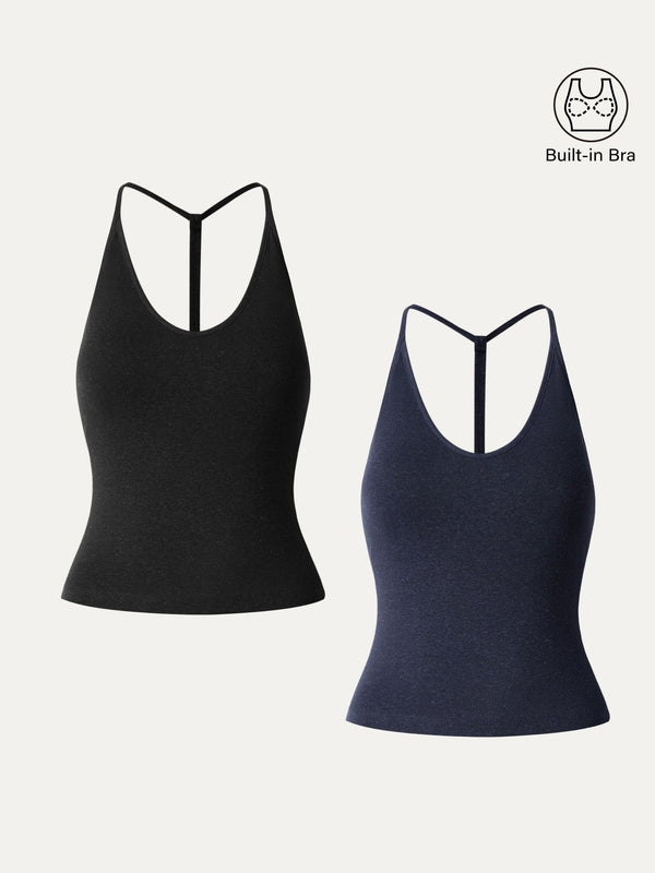 2-teiliges Set aus weichem, luxuriösem Leinen mit V-Ausschnitt und T-Rücken, luftiges Brami-Tanktop