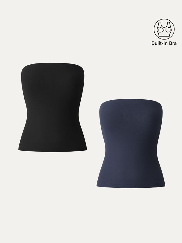 2Pcs Set Non-slip Essential Tube Brami Top Black/Midnight Navy XS