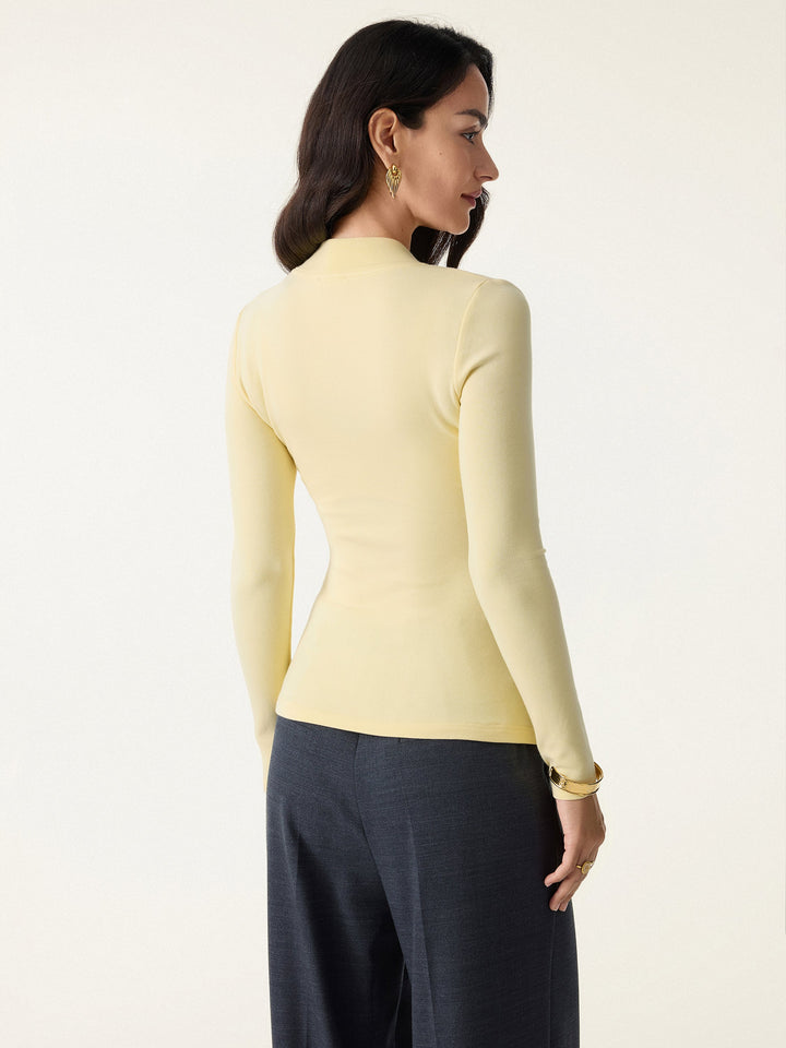 Wide Binding Surplice Long Sleeve Top