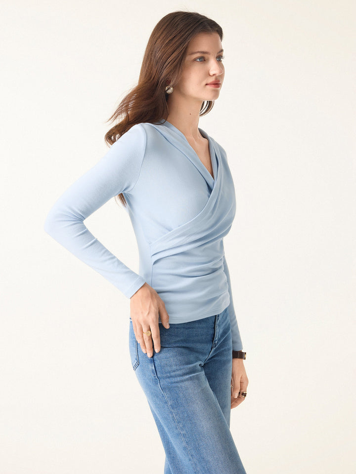 Surplice Ruched Pullover Hoodie